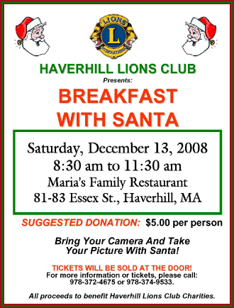 Haverhill Lions Club Breakfast With Santa