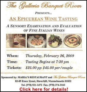 Click HERE for Wine Tasting on February 26, 2009 Winetasting at The Galleria Banquet Room