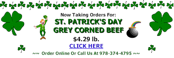Now Taking Orders For St. Patrick's Day Grey Corned Beef and Corned Spareribs